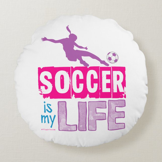 Fotboll är mitt liv rund kudde (Framsidan)