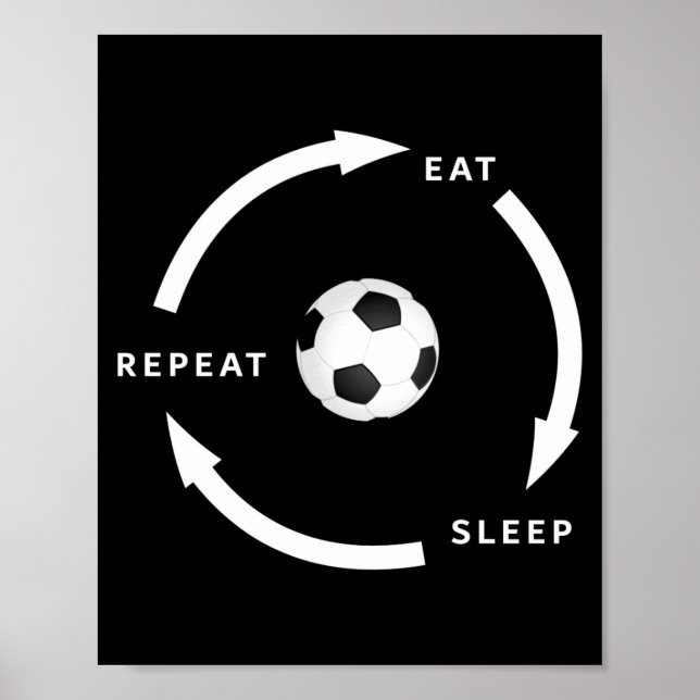 Fotboll Äta Sova Upprepa Sport Fan Saying Poster (Framsidan)