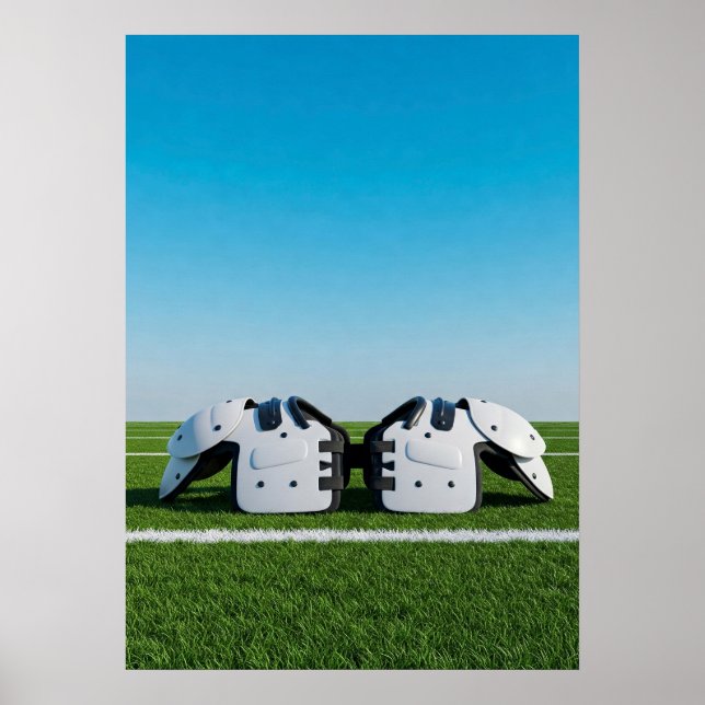 Fotboll Axelskydd på Turf Scen Poster (Framsidan)