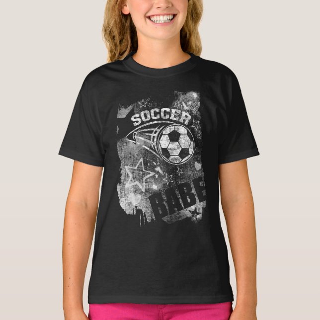 Fotboll Babe, svart bläckfisk T Shirt (Framsida)