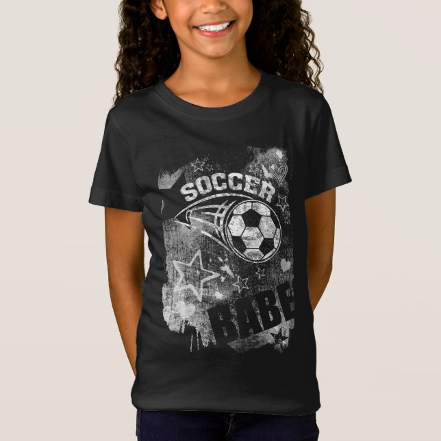 Fotboll Babe, svart bläckfisk T Shirt (Framsida)
