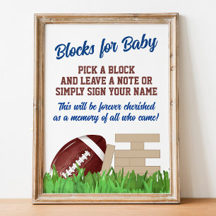 Fotboll Baby Shower Block för Baby Sign Fototryck
