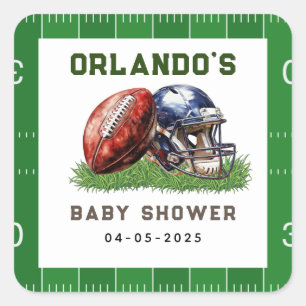Fotboll Baby Shower En liten All Star är på väg Fyrkantigt Klistermärke