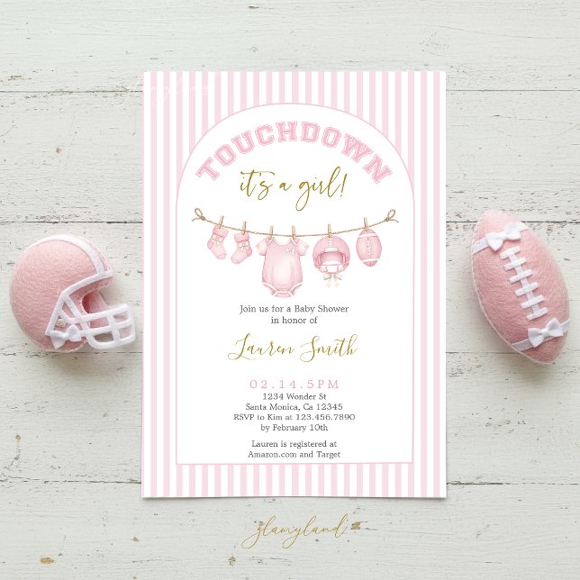 Fotboll Baby Shower Flicka Inbjudningar (Skapare uppladdad)