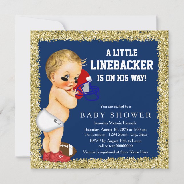 Fotboll Baby Shower Inbjudan (Framsida)