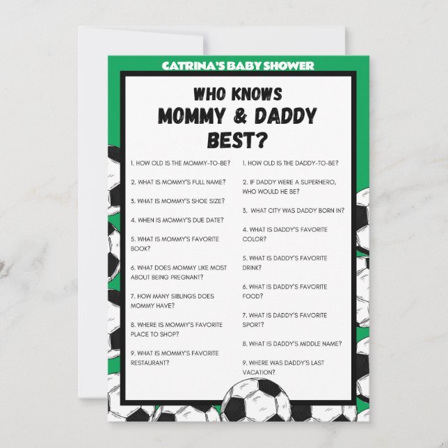 Fotboll Baby Shower-spel, Fotboll - Redigerbart Na Inbjudningar (Framsida)