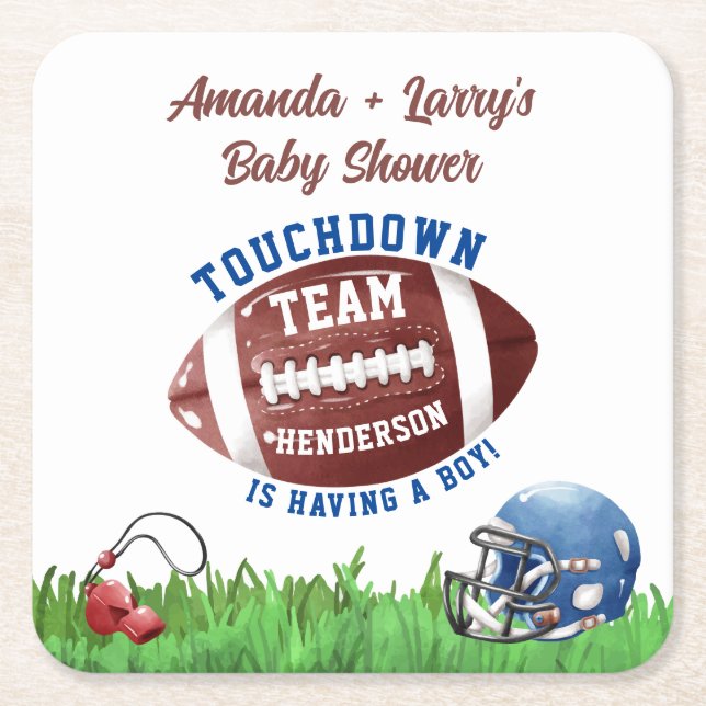 Fotboll Baby Shower Underlägg Papper Kvadrat (Framsidan)