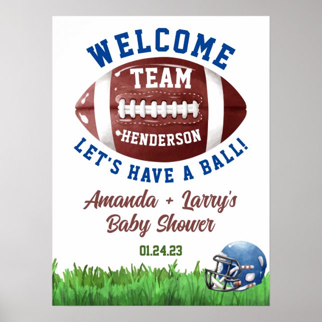 Fotboll Baby Shower Välkomstskylt Skumskiva Poster (Framsidan)