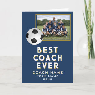 Fotboll Bästa Tränaren Någonsin Lagfoto Tack Kort