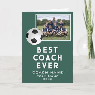 Fotboll Bästa Tränaren Någonsin Lagfoto Tack Kort