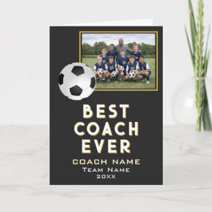 Fotboll Bästa Tränaren Någonsin Lagfoto Tack Kort