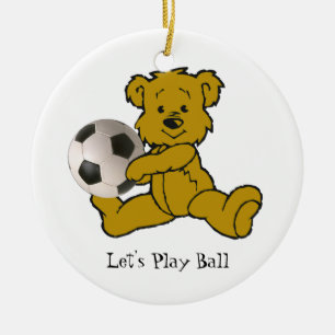 FOTBOLL BEAR-ORNAMENT JULGRANSPRYDNAD KERAMIK