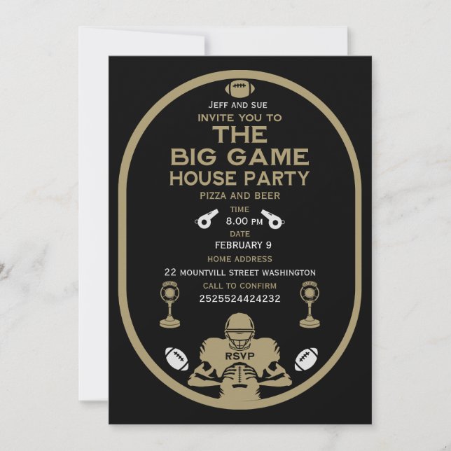 Fotboll: Big Game TV Watch Party Inbjudningar (Framsida)