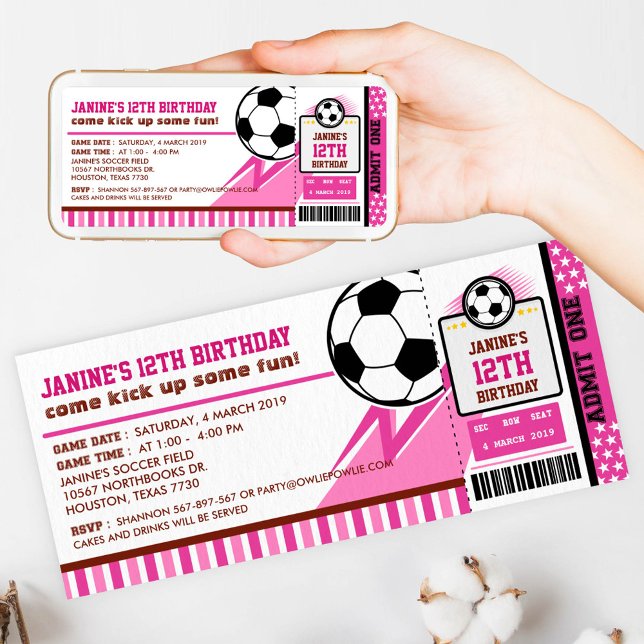 Fotboll Biljett Pass Födelsedagsfest inbjudan (Skapare uppladdad)