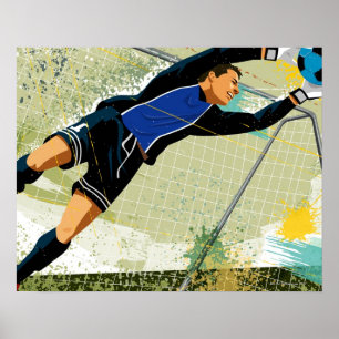 Fotboll blockerar boll poster