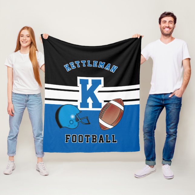 Fotboll 🏈 Blue Sport Brev Fleecefilt (På plats)
