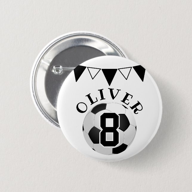 Fotboll Boll Bunting Flaggor Barns födelsedag Knapp (Framsida & baksida)