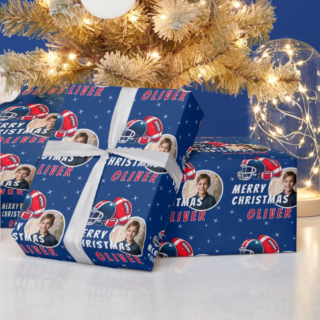 Fotboll Boll Helmet Tecknad Photo God jul Presentpapper (Helgdagar)