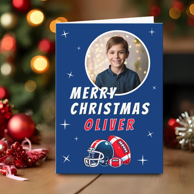 Fotboll Boll Hjälm Tecknad Bild God Jul Kort (Skapare uppladdad)