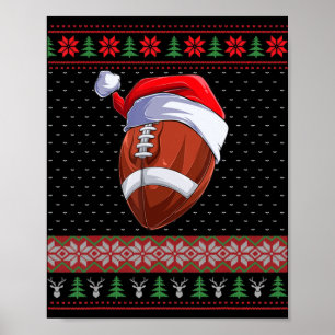 Fotboll Boll Santa Hat jul Roligt Boll Santa P Poster