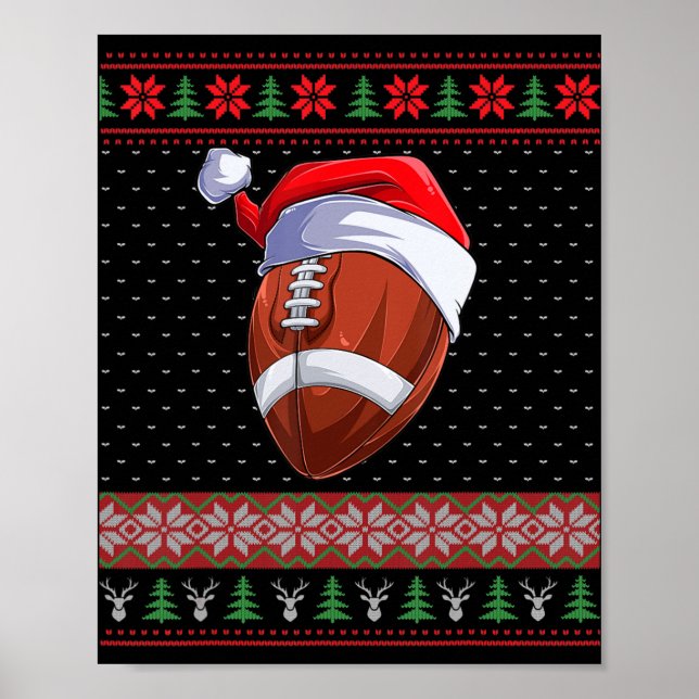 Fotboll Boll Santa Hat jul Roligt Boll Santa P Poster (Framsidan)