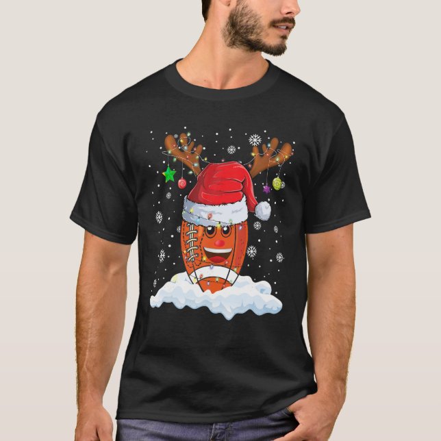 Fotboll Boll Santa Hat Reindeer God jul L T Shirt (Framsida)
