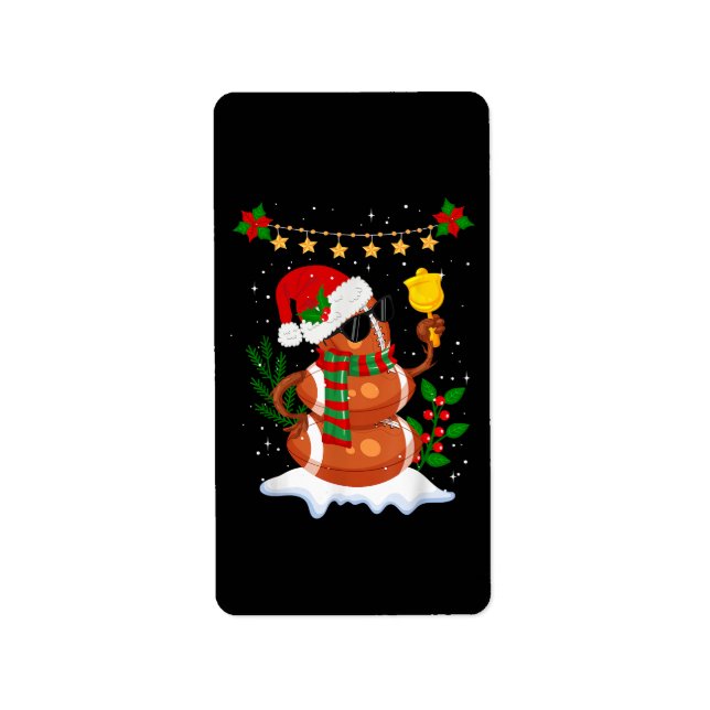 Fotboll boll Snögubbe Santa Hat God jul Adressetikett (Framsidan)