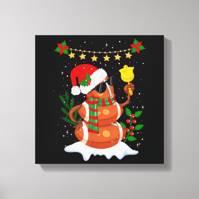 Fotboll boll Snögubbe Santa Hat God jul Canvastryck (Framsida)