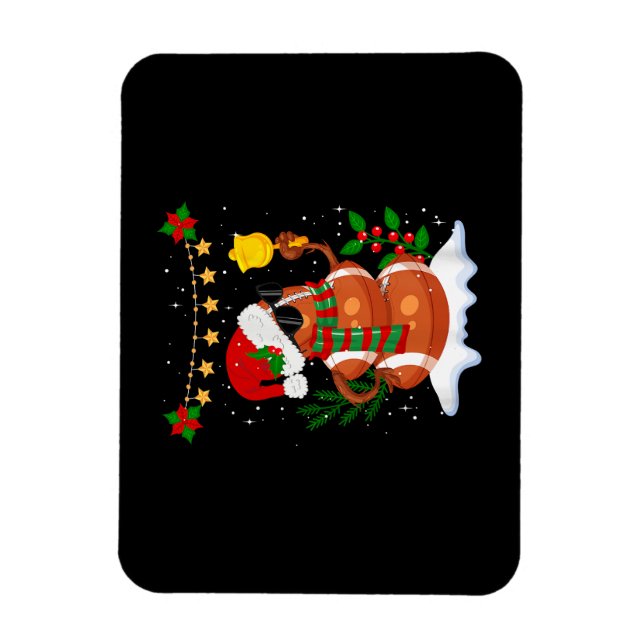 Fotboll boll Snögubbe Santa Hat God jul Magnet (Vertikal)