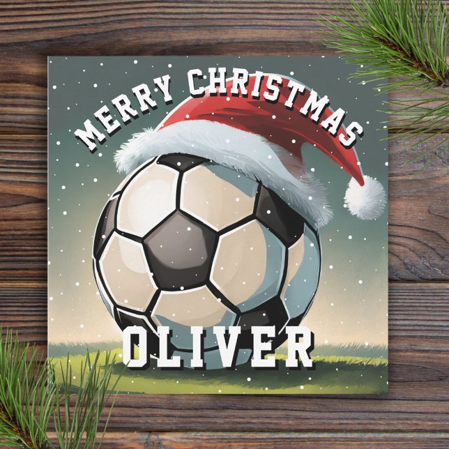 Fotboll Boll Tomtehatt God Jul  Kort (Skapare uppladdad)