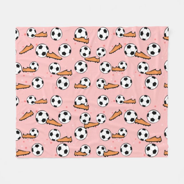 Fotboll - Bollar & Skor Sömlöst Mönster Fleecefilt (Framsidan (Horisontell))