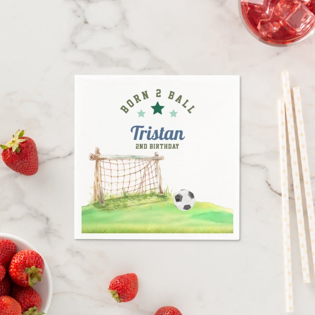 Fotboll ”Born Two Ball” Andra födelsedag Pappersservett (Insitu)