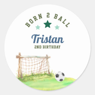 Fotboll ”Born Two Ball” Andra Födelsedagen Runt Klistermärke