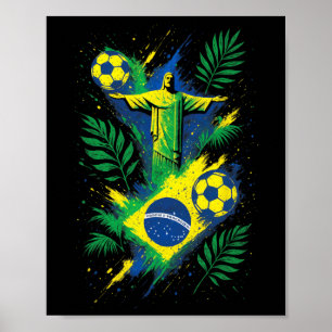 Fotboll Brasilien Fotboll Kristus Rio Kultur Poster