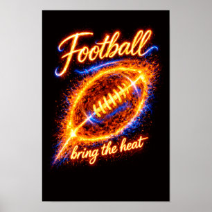 Fotboll Bring the Heat Eldig Boll Sportdesign Poster