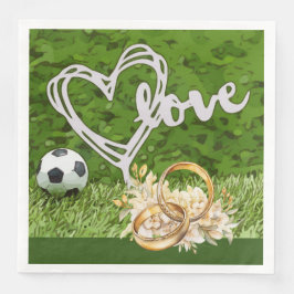 Fotboll Bröllopstema med boll på grönt Pappersservett