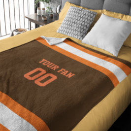Fotboll Brown, Orange och vit Personlig Fleecefilt