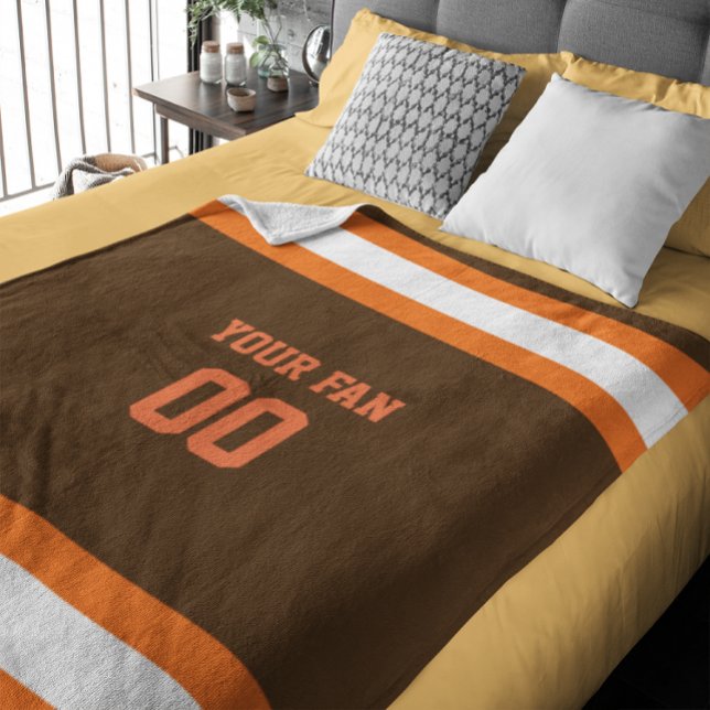 Fotboll Brown, Orange och vit Personlig Fleecefilt (Skapare uppladdad)