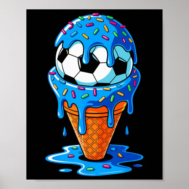 Fotboll Byll Glass Strilar Roligt Födelsedag  Poster (Framsidan)