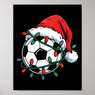 Fotboll Byll Santa Hatt Xmas Rolig Jul Fotboll Poster