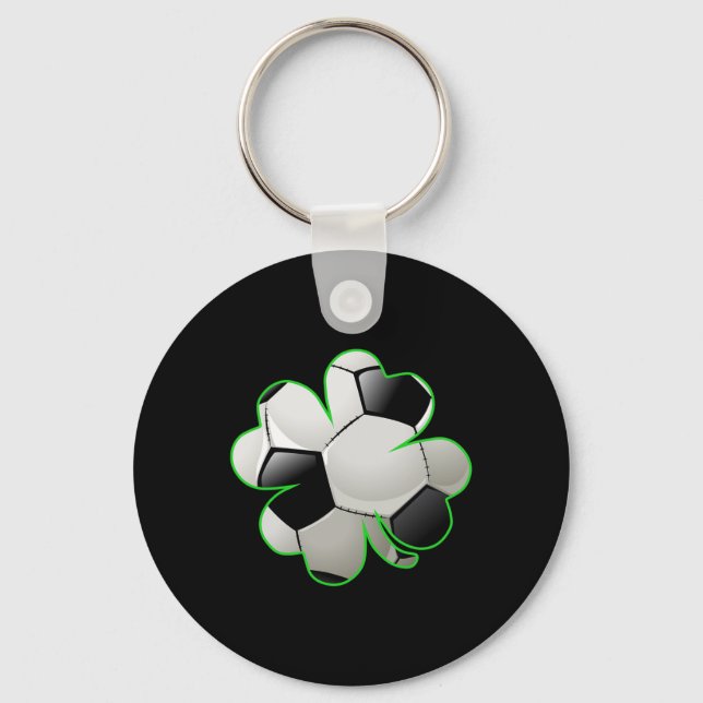 Fotboll Byll Shamrock Fyrklöver St Patrick's Nyckelring (Framsida)