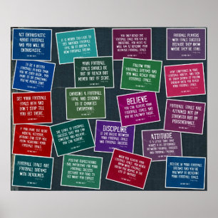Fotboll citerar Collage i Denim och färgar Poster