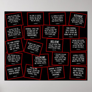 Fotboll citerar Collage i rött, svartvitt Poster