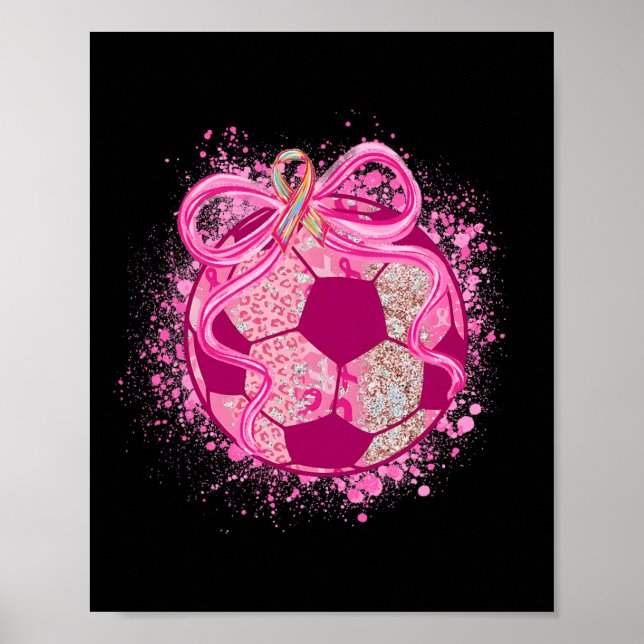 Fotboll Coquette Bow Bröstcancer Medvetenhet Rosa  Poster (Framsidan)