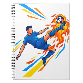 Fotboll Cyckel Spark Flammande Boll Sport Anteckni Anteckningsbok