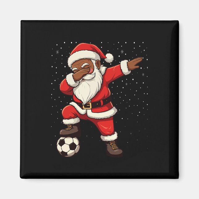 Fotboll Dabba Tomte Afroamerikansk jul  Magnet (Framsidan)