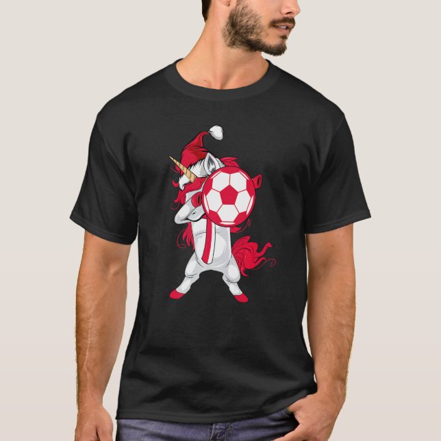 Fotboll Dabbing Unicorn jul Hat Poland F T Shirt (Framsida)