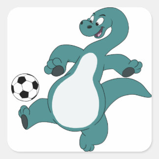 Fotboll - Dinosaur Fyrkantigt Klistermärke