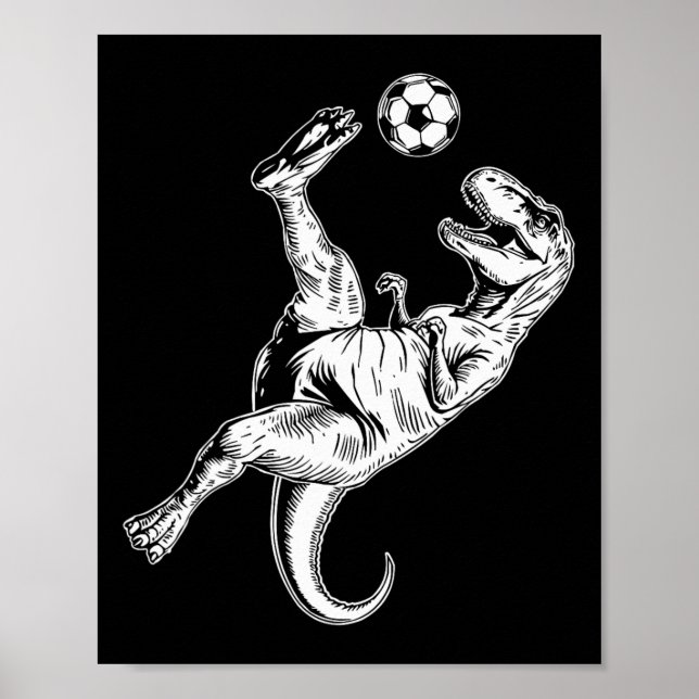 Fotboll Dinosaurie Barn Pojkar Män Fotboll  Poster (Framsidan)