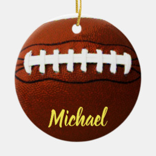 Fotboll ditt namn julgransprydnad keramik